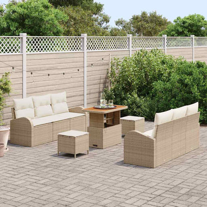 Conjunto de Sofá de Jardim 9 pcs Bege e Creme 90 x 55 x 71 cm