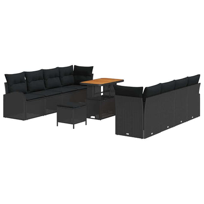 Conjunto de Sofá de Jardim 11 pcs Preto 90 x 55 x 71 cm