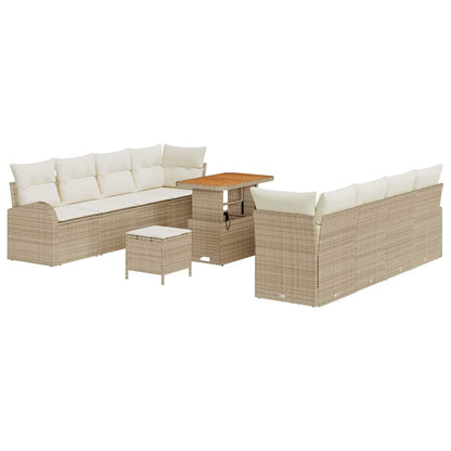 Conjunto de Sofá de Jardim 11 pcs Bege e Creme 90 x 55 x 71 cm