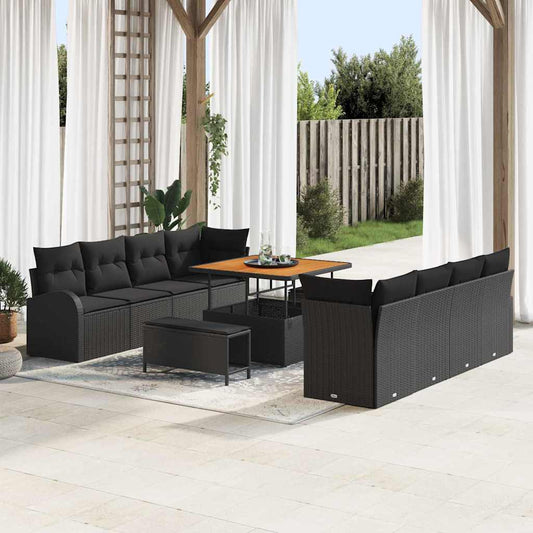 Conjunto de Sofá de Jardim 11 pcs Preto 100 x 100 x 71 cm