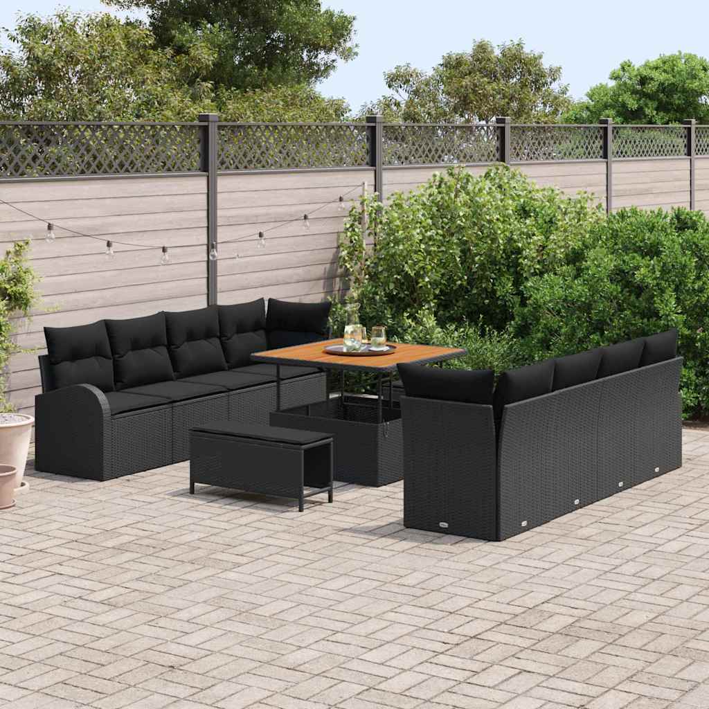 Conjunto de Sofá de Jardim 11 pcs Preto 100 x 100 x 71 cm
