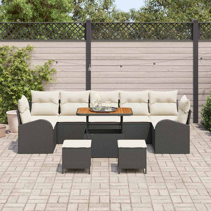 Conjunto de Sofá de Jardim 10 pcs Preto e Creme 90 x 55 x 71 cm