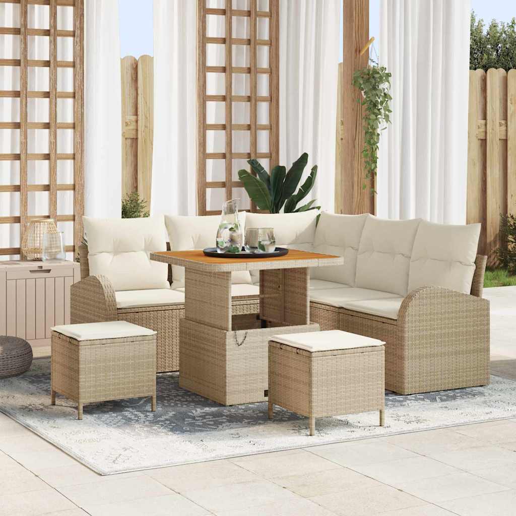 Conjunto de Sofá de Jardim 8 pcs Bege e Creme 80 x 80 x 71 cm
