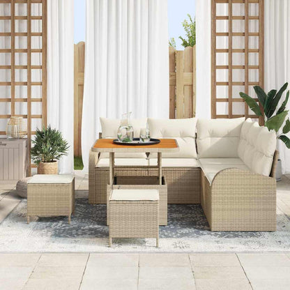 Conjunto de Sofá de Jardim 8 pcs Bege e Creme 80 x 80 x 71 cm