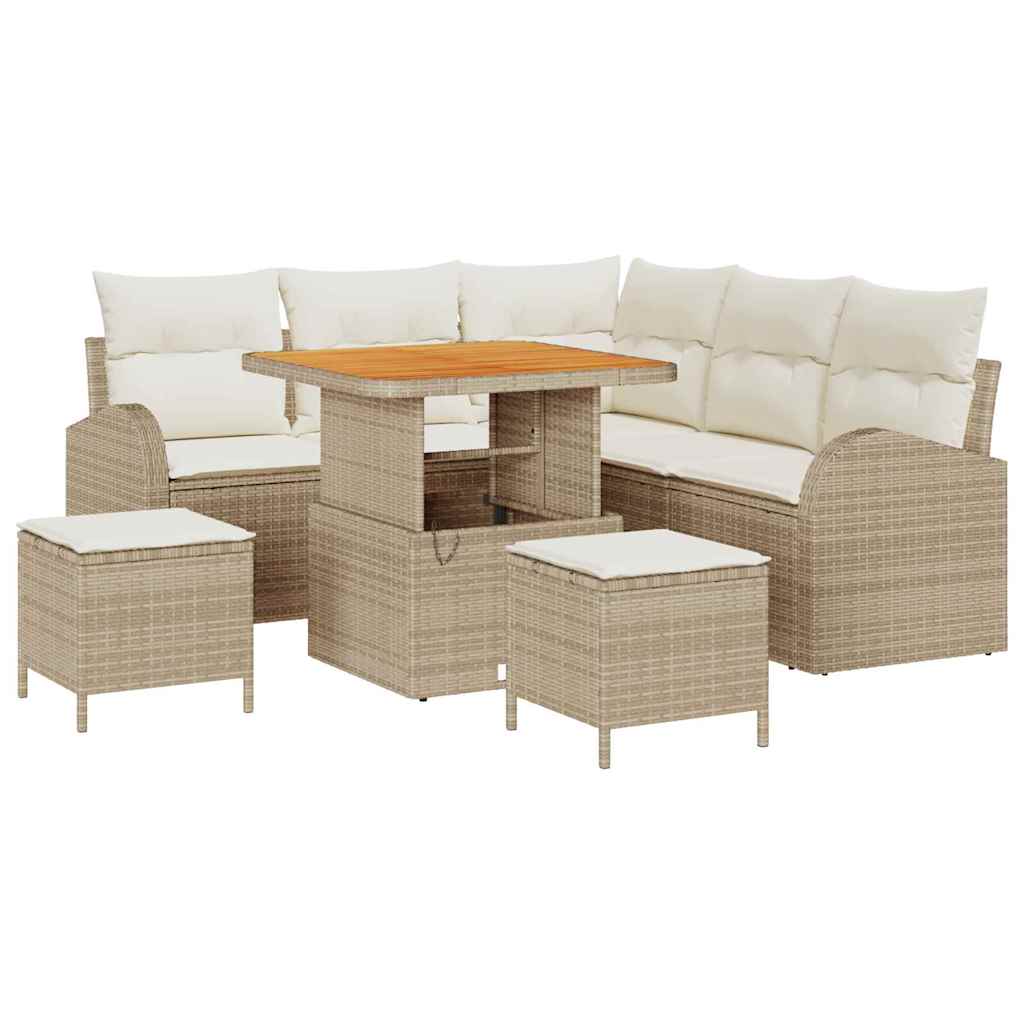 Conjunto de Sofá de Jardim 8 pcs Bege e Creme 80 x 80 x 71 cm
