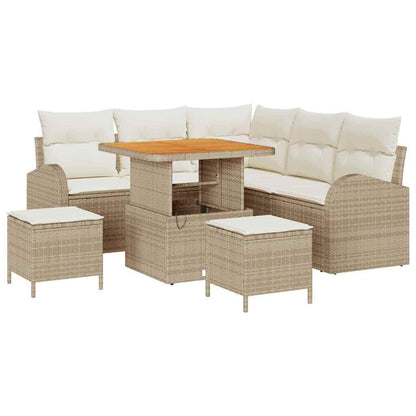 Conjunto de Sofá de Jardim 8 pcs Bege e Creme 80 x 80 x 71 cm