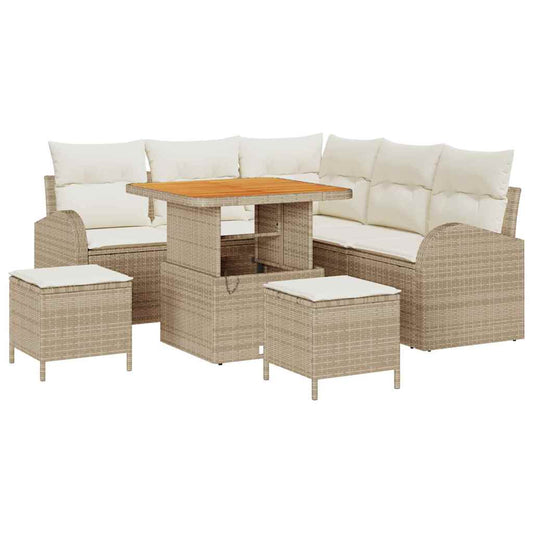 Conjunto de Sofá de Jardim 8 pcs Bege e Creme 80 x 80 x 71 cm