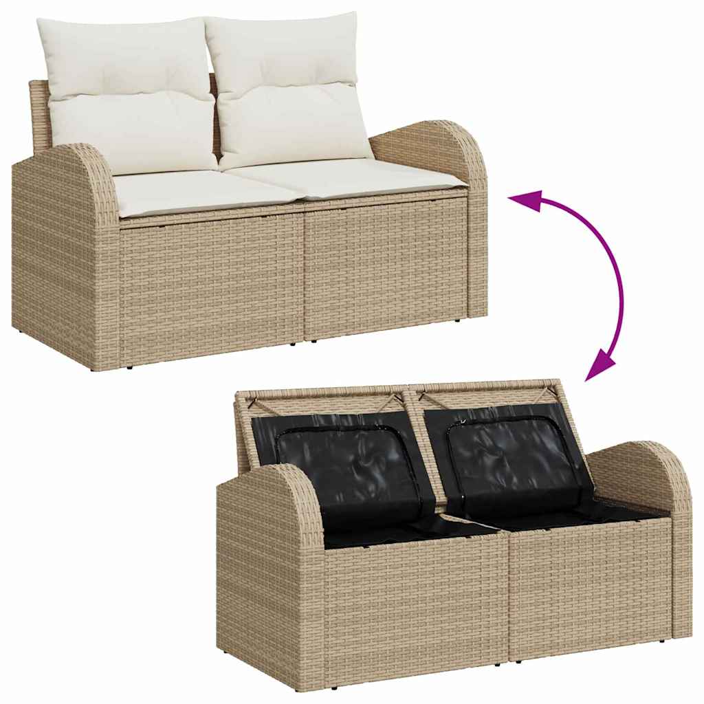 Conjunto de Sofá de Jardim 8 pcs Bege e Creme 80 x 80 x 71 cm