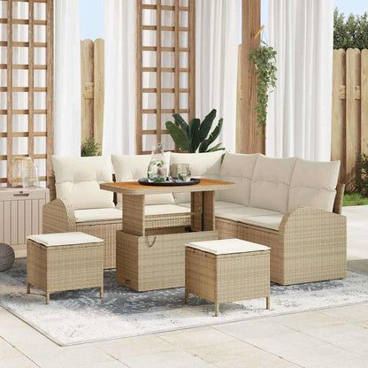 Conjunto de Sofá de Jardim 8 pcs Bege e Creme 90 x 55 x 71 cm