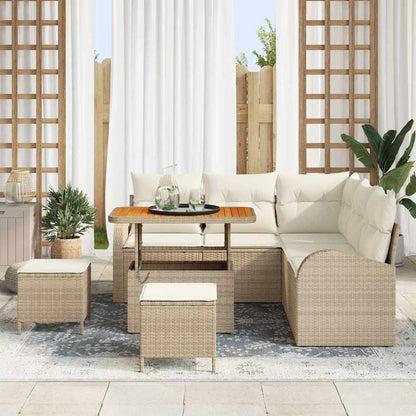 Conjunto de Sofá de Jardim 8 pcs Bege e Creme 90 x 55 x 71 cm