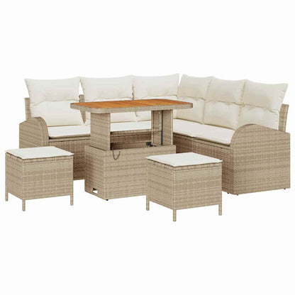 Conjunto de Sofá de Jardim 8 pcs Bege e Creme 90 x 55 x 71 cm