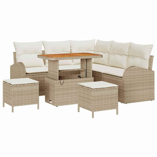 Conjunto de Sofá de Jardim 8 pcs Bege e Creme 90 x 55 x 71 cm