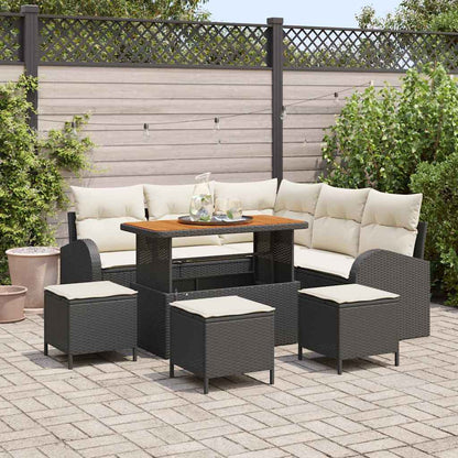 Conjunto de Sofá de Jardim 9 pcs Preto e Creme 110 x 55 x 71 cm