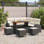 Conjunto de Sofá de Jardim 9 pcs Preto e Creme 110 x 55 x 71 cm