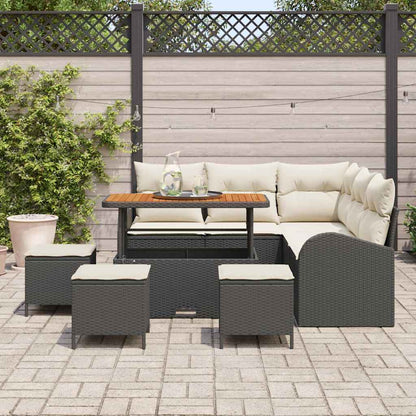 Conjunto de Sofá de Jardim 9 pcs Preto e Creme 110 x 55 x 71 cm
