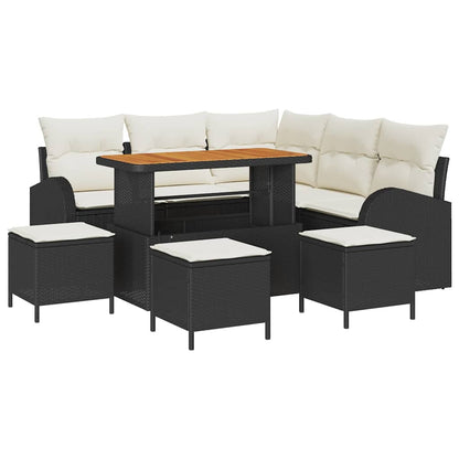 Conjunto de Sofá de Jardim 9 pcs Preto e Creme 110 x 55 x 71 cm