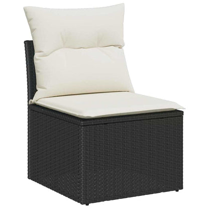 Conjunto de Sofá de Jardim 9 pcs Preto e Creme 110 x 55 x 71 cm