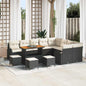 Conjunto de Sofá de Jardim com almofada 13 pcs Preto e Creme