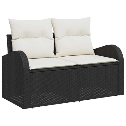 Conjunto de Sofá de Jardim com almofada 13 pcs Preto e Creme