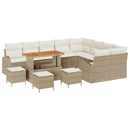 Conjunto de Sofá de Jardim 13 pcs Bege e Creme 110 x 55 x 71 cm