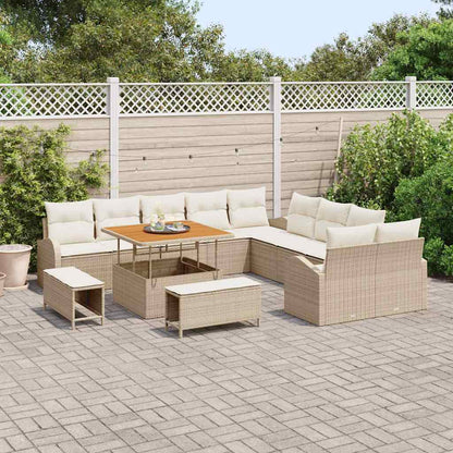 Conjunto de Sofá de Jardim com almofada 13 pcs Bege e Creme