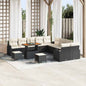 Conjunto de Sofá de Jardim com almofada 13 pcs Preto e Creme