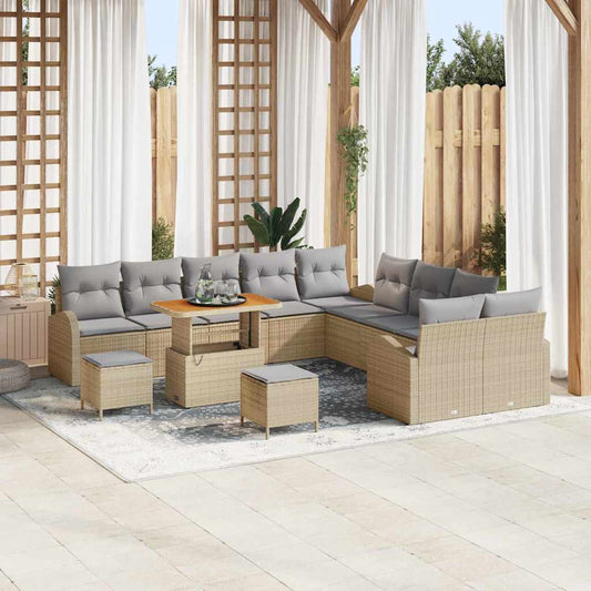 Conjunto de Sofá de Jardim 13 pcs Bege e Cinza Claro