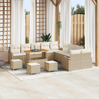 Conjunto de Sofá de Jardim com almofada 14 pcs Bege e Creme