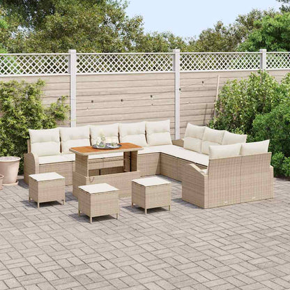 Conjunto de Sofá de Jardim com almofada 14 pcs Bege e Creme