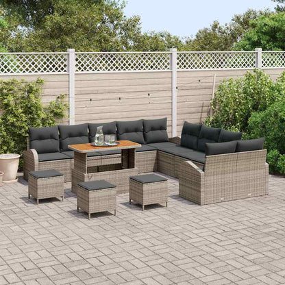 Conjunto de Sofá de Jardim com almofada 14 pcs Cinzeto