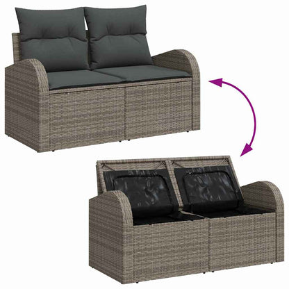 Conjunto de Sofá de Jardim com almofada 14 pcs Cinzeto
