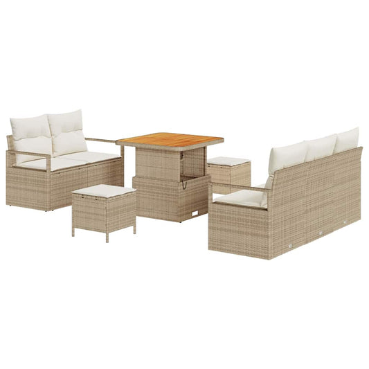 Conjunto de Sofá de Jardim com almofada 8 pcs Bege e Creme