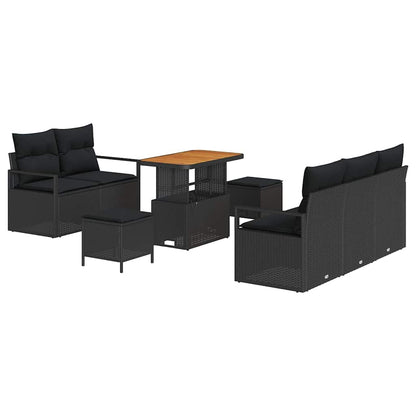Conjunto de Sofá de Jardim com almofada 8 pcs Preto