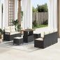Conjunto de Sofá de Jardim com almofada 8 pcs Preto e Creme