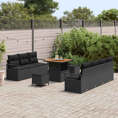 Conjunto de Sofá de Jardim 10 pcs Preto 80 x 80 x 71 cm
