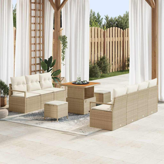 Conjunto de Sofá de Jardim 10 pcs Bege e Creme 80 x 80 x 71 cm