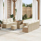 Conjunto de Sofá de Jardim 10 pcs Bege e Creme 90 x 55 x 71 cm