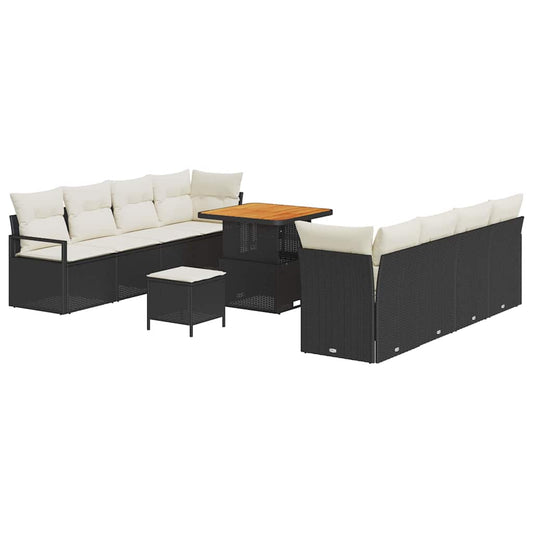 Conjunto de Sofá de Jardim Preto e Creme 80 x 80 x 71 cm