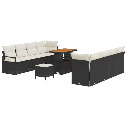 Conjunto de Sofá de Jardim Preto e Creme 90 x 55 x 71 cm