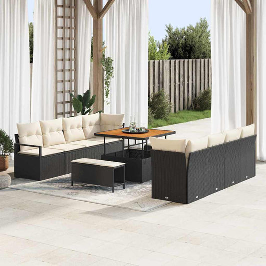Conjunto de Sofá de Jardim Preto e Creme 100 x 100 x 71 cm