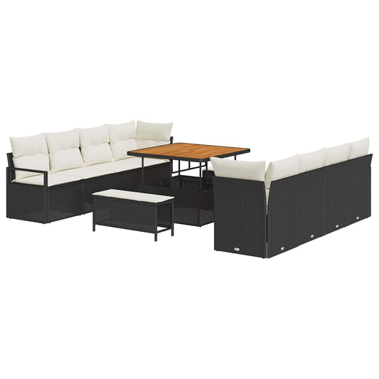Conjunto de Sofá de Jardim Preto e Creme 100 x 100 x 71 cm