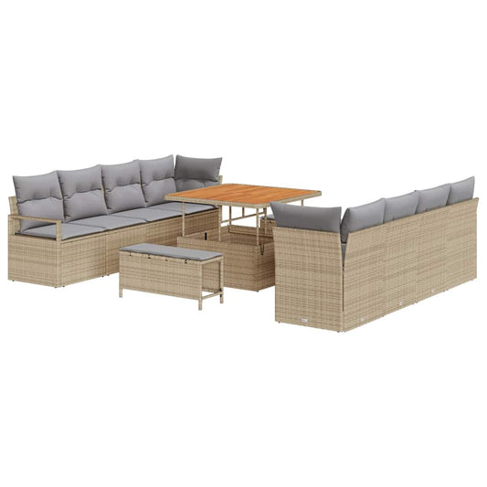Conjunto de Sofá de Jardim Bege e Cinza Claro 100 x 100 x 71 cm