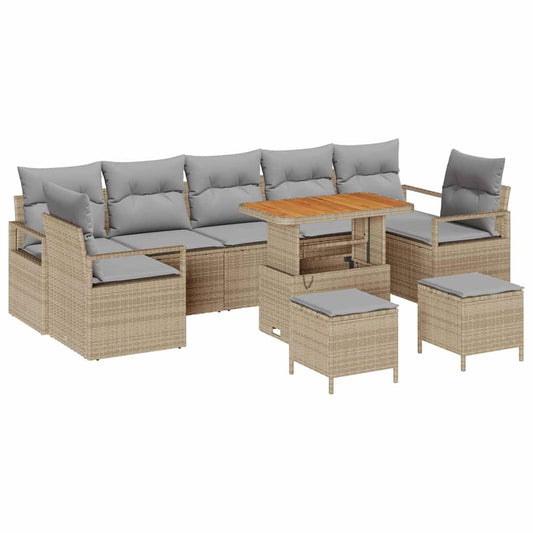 Conjunto de Sofá de Jardim 10 pcs Bege e Cinza Claro