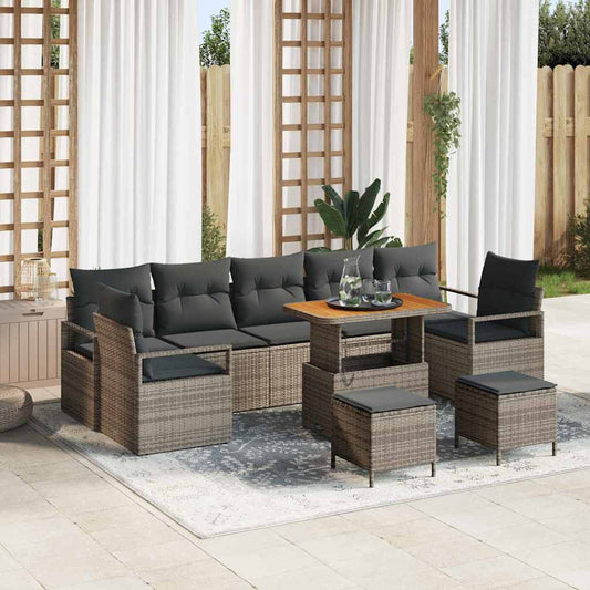 Conjunto de Sofá de Jardim 10 pcs Cinzeto 90 x 55 x 71 cm