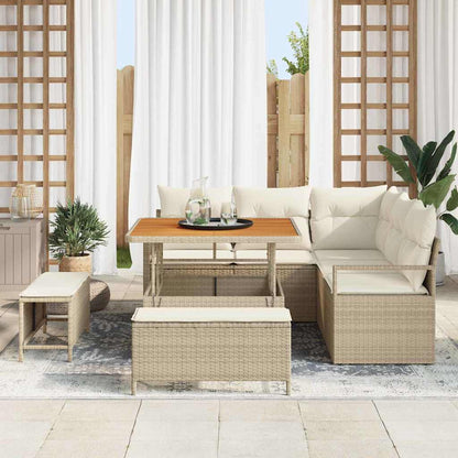 Conjunto de Sofá de Jardim 8 pcs Bege e Creme 100 x 100 x 71 cm