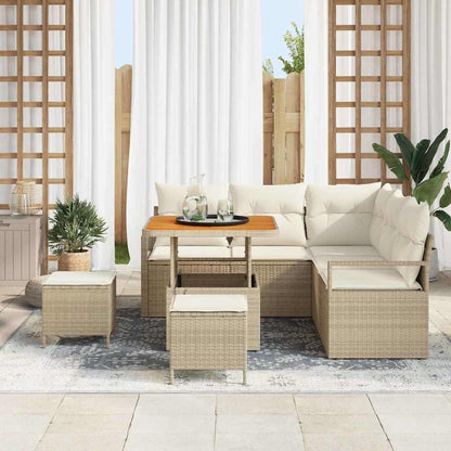 Conjunto de Sofá de Jardim com almofada 8 pcs Bege e Creme