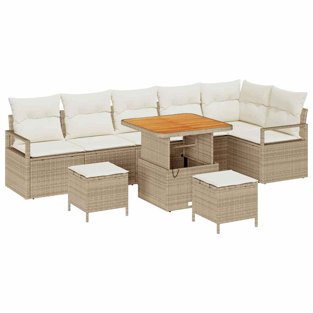 Conjunto de Sofá de Jardim 9 pcs Bege e Creme 80 x 80 x 71 cm
