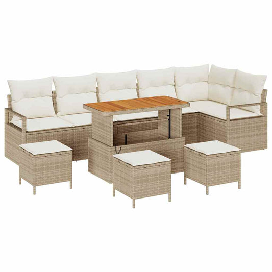 Conjunto de Sofá de Jardim 10 pcs Bege e Creme 110 x 55 x 71 cm