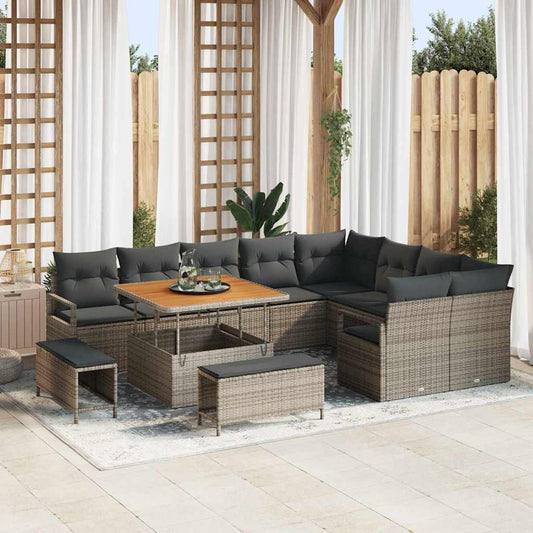 Conjunto de Sofá de Jardim 12 pcs Cinzeto 100 x 100 x 71 cm