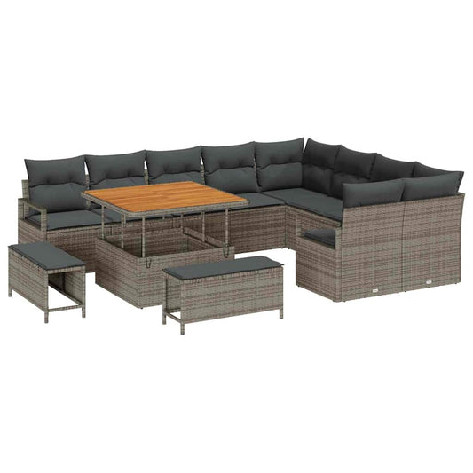 Conjunto de Sofá de Jardim 12 pcs Cinzeto 100 x 100 x 71 cm